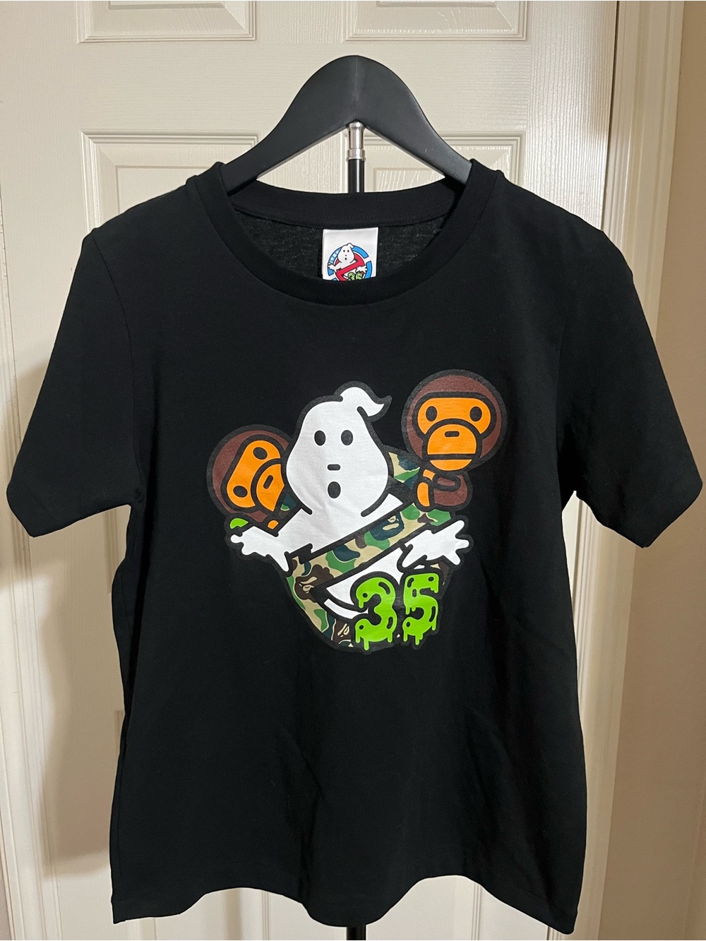 A Bathing Ape BAPE x Ghostbusters 35th Anniversary Baby Milo Black Tee NWOT